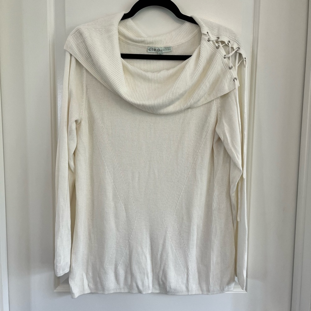 Cleo cream colour cowl neck sweater size lg